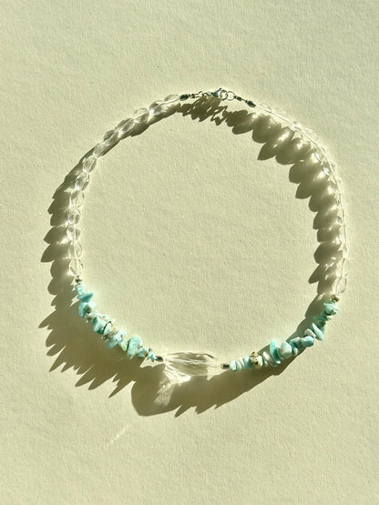 #162 Collier Larimar & Cristal de roche
