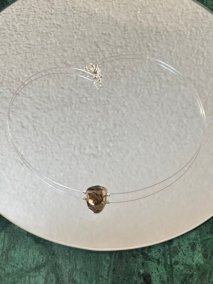 Divers colliers pierres semi précieuse sur fil cristal