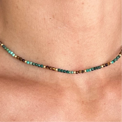 Collier Œil de tigre et Turquoise africaine