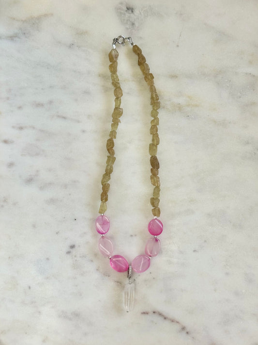 Collier Apatite jaune & Calcedoine — La douceur qui avance