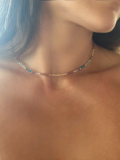 Collier Tourmaline, Apatite, Quartz, Fluorite — Harmonie & Energie
