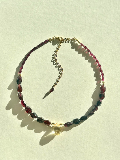 #165 Collier Grenat & Citrine
