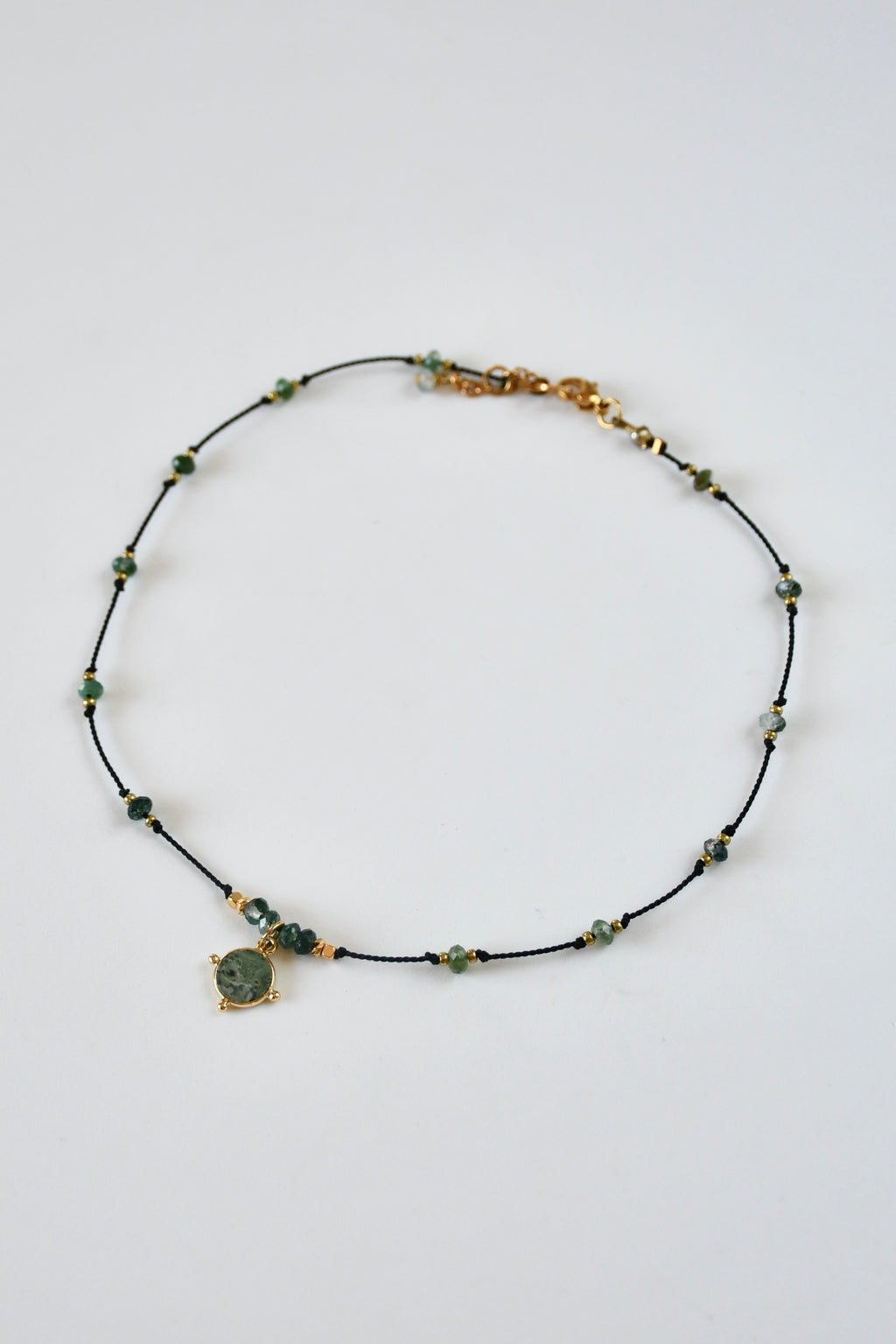 Collier de soie Agate Mousse et Jaspe Vert