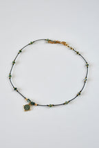 Collier de soie Agate Mousse et Jaspe Vert
