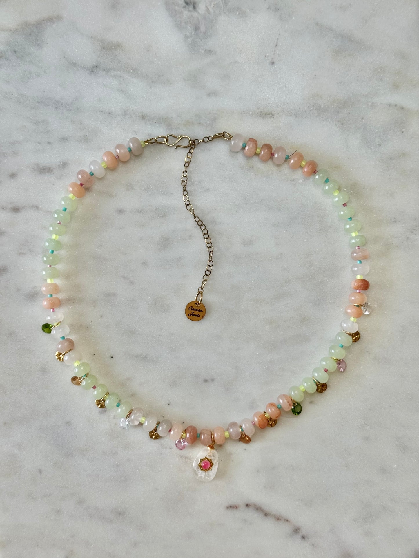 Collier Charms Jade & Cristal de roche — La clarté au cœur du vivant