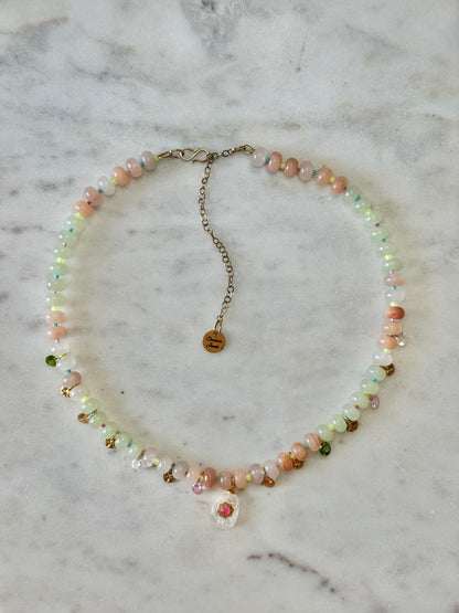 Collier Charms Jade & Cristal de roche — La clarté au cœur du vivant