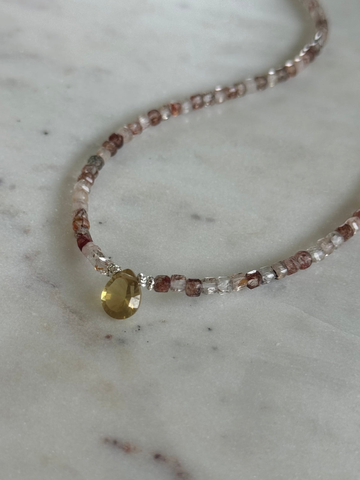 Collana Citrino e Quarzo Fragola — Lo splendore della felicità
