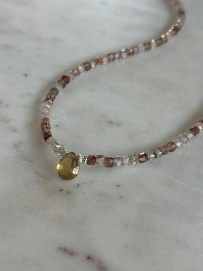 Collier Citrine & Quartz Fraise — L’éclat du bonheur