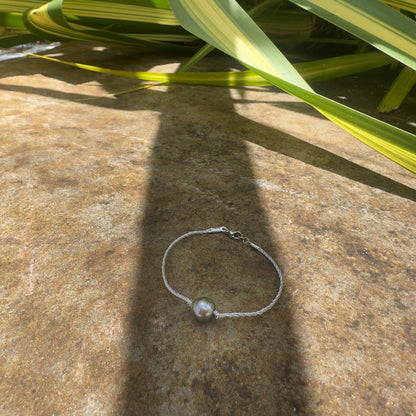 Bracelet perle de Tahiti cordon argenté