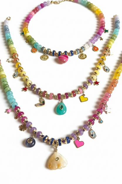 Colliers en Jade multicolore + pendentifs — Harmonie intérieure & sagesse du cœur