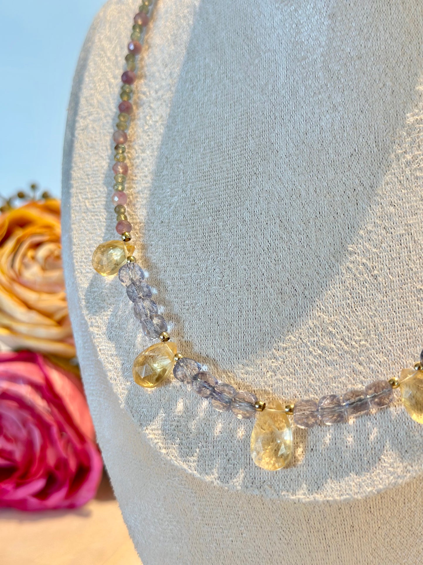 Collier Topaze, Citrine, Tourmaline & Apatite — Rayonnement personnel et expression alignée
