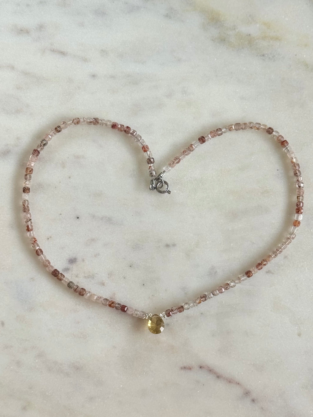 Collana Citrino e Quarzo Fragola — Lo splendore della felicità