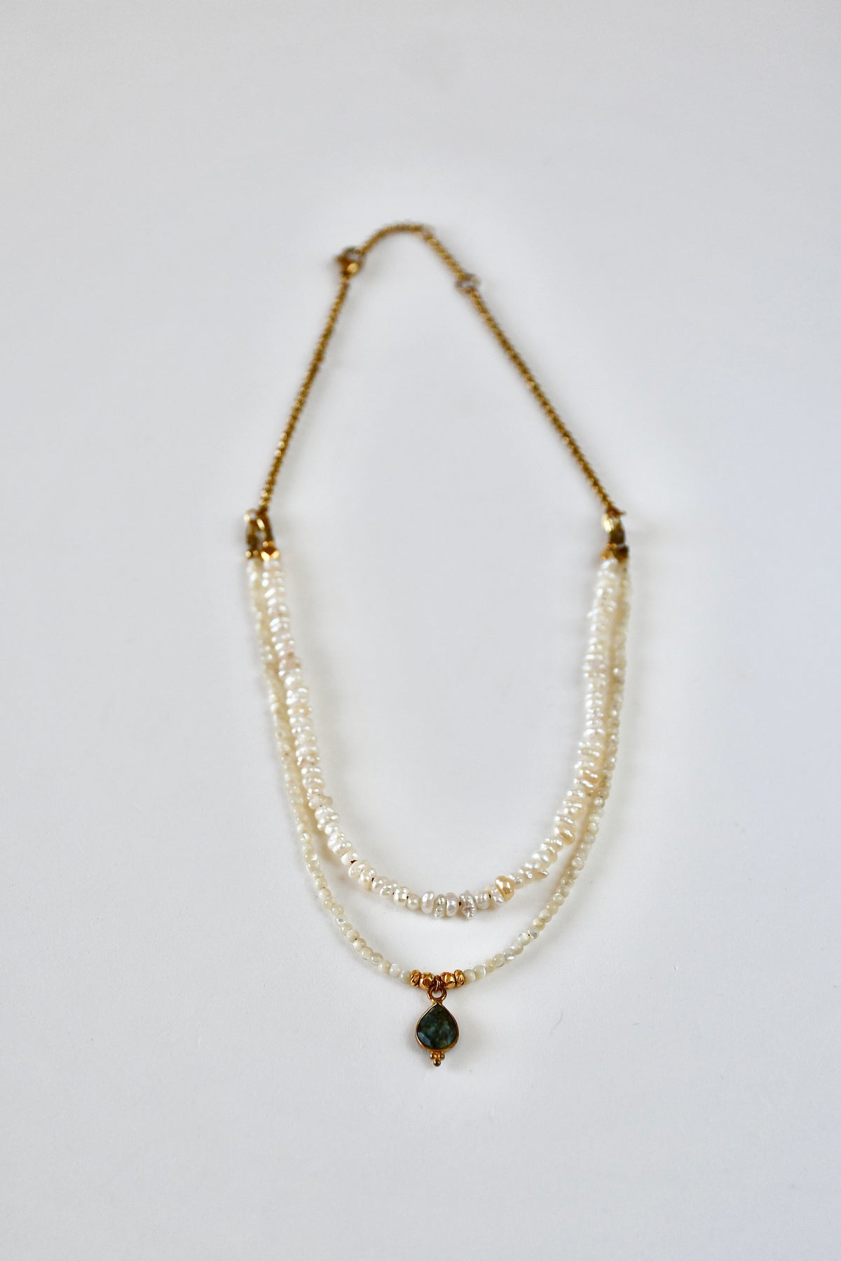 Collier 2 rangs Keishi perles d’eau douce & Turquoise
