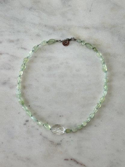 Collier Prehnite & Cristal de roche — La clarté du cœur