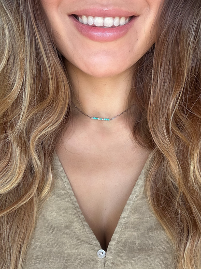 Collier Howlite sur Acier Inox