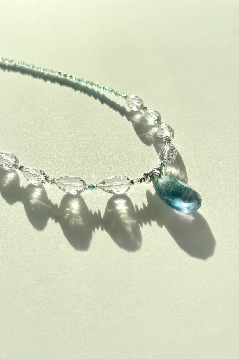 Collier Améthyste, Fluorite & Apatite