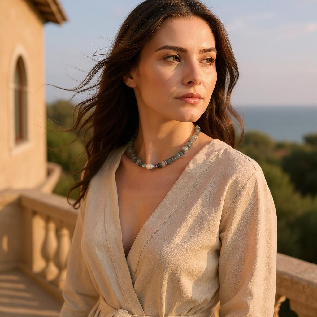 Collier perle d’eau douce & Labradorite – Voile de lumière et protection subtile