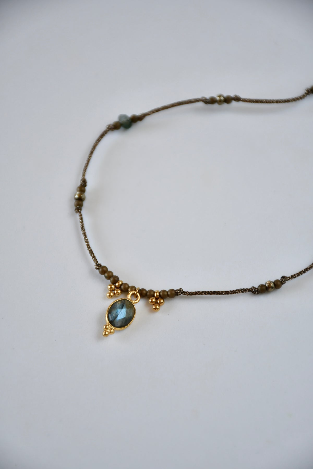 Collier coulissant Pyrite, Agate mousse Labradorite & Jaspe – Protection et expansion