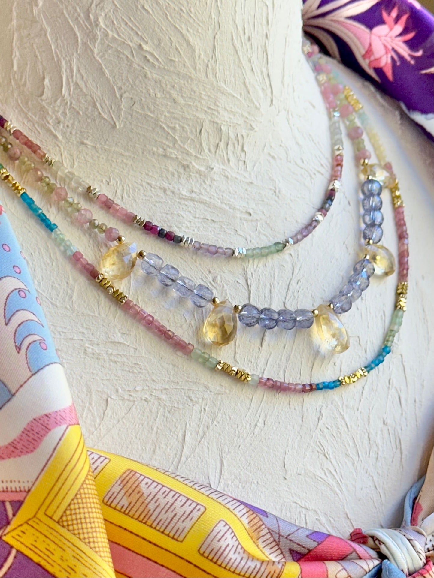 Collier Topaze, Citrine, Tourmaline & Apatite — Rayonnement personnel et expression alignée
