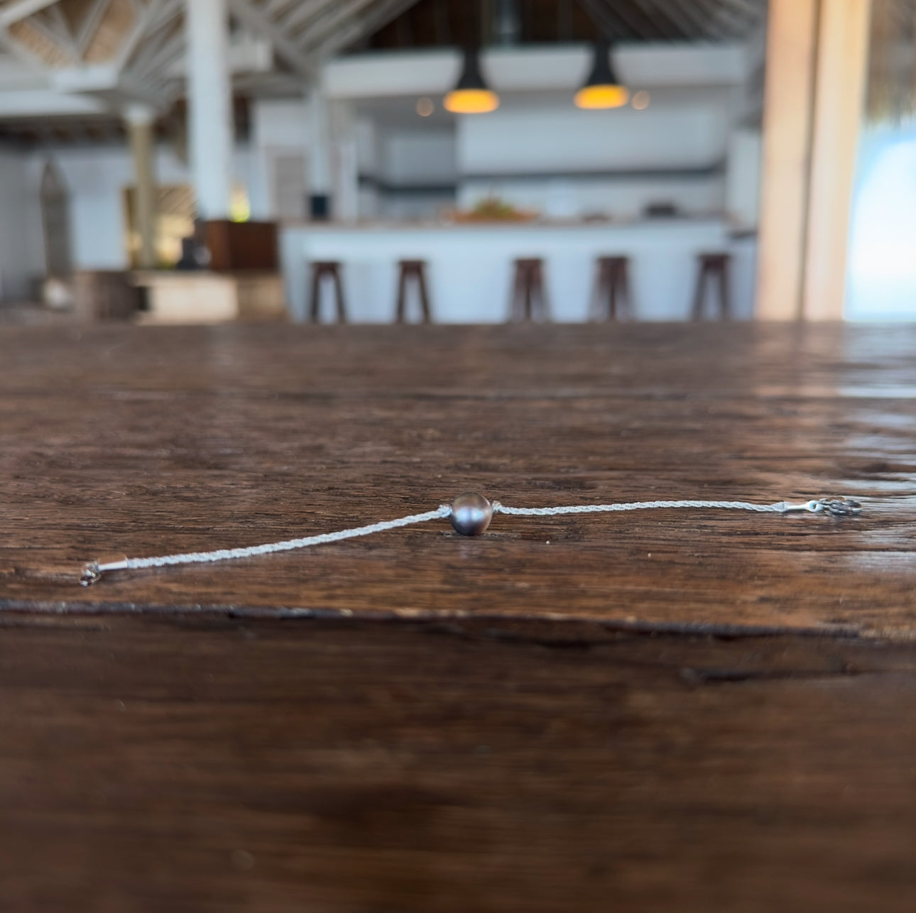 Bracelet perle de Tahiti cordon argenté