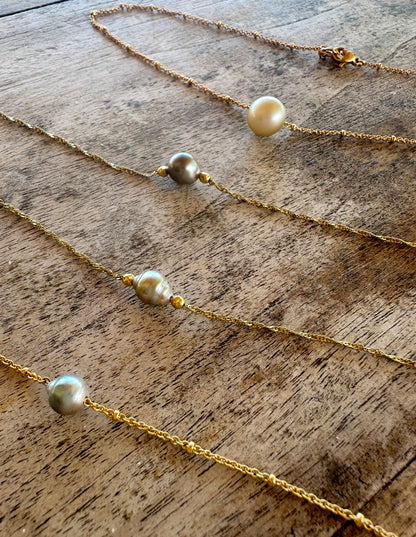 Bracelet perle de Tahiti sur Acier doré