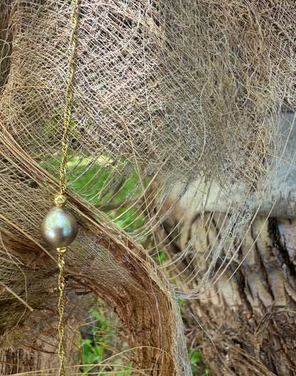 Chaîne de cheville perle de Tahiti sur Acier doré