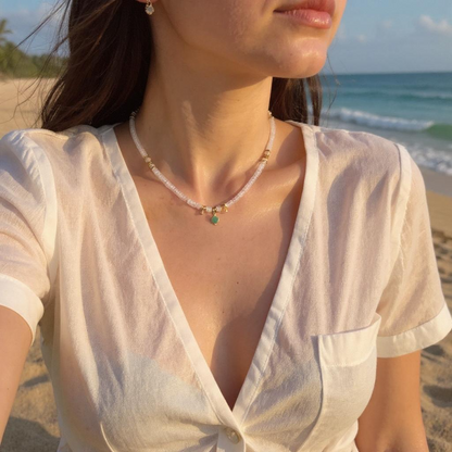 Collier “Paix lucide”
Cristal de roche et Amazonite