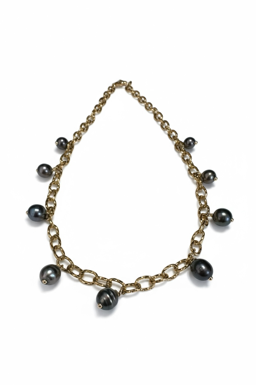 Collier de 9 Perles de Tahiti breloques