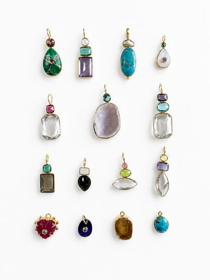 Pendentifs de gemmes plaqués or 18k
