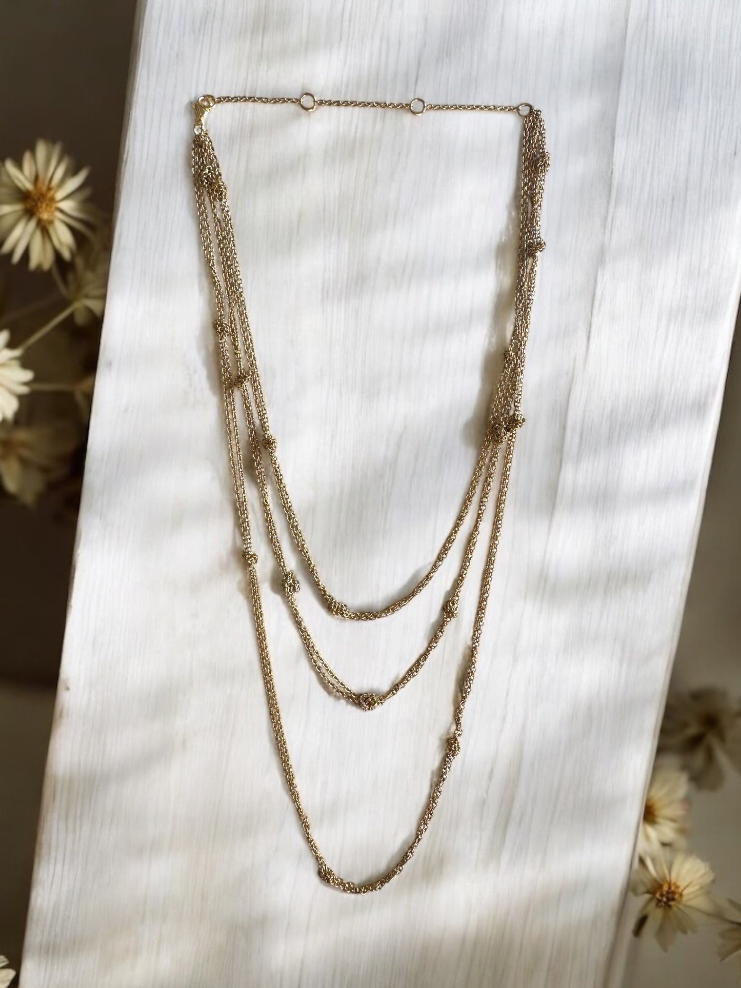 Collier 3 rangs Acier doré