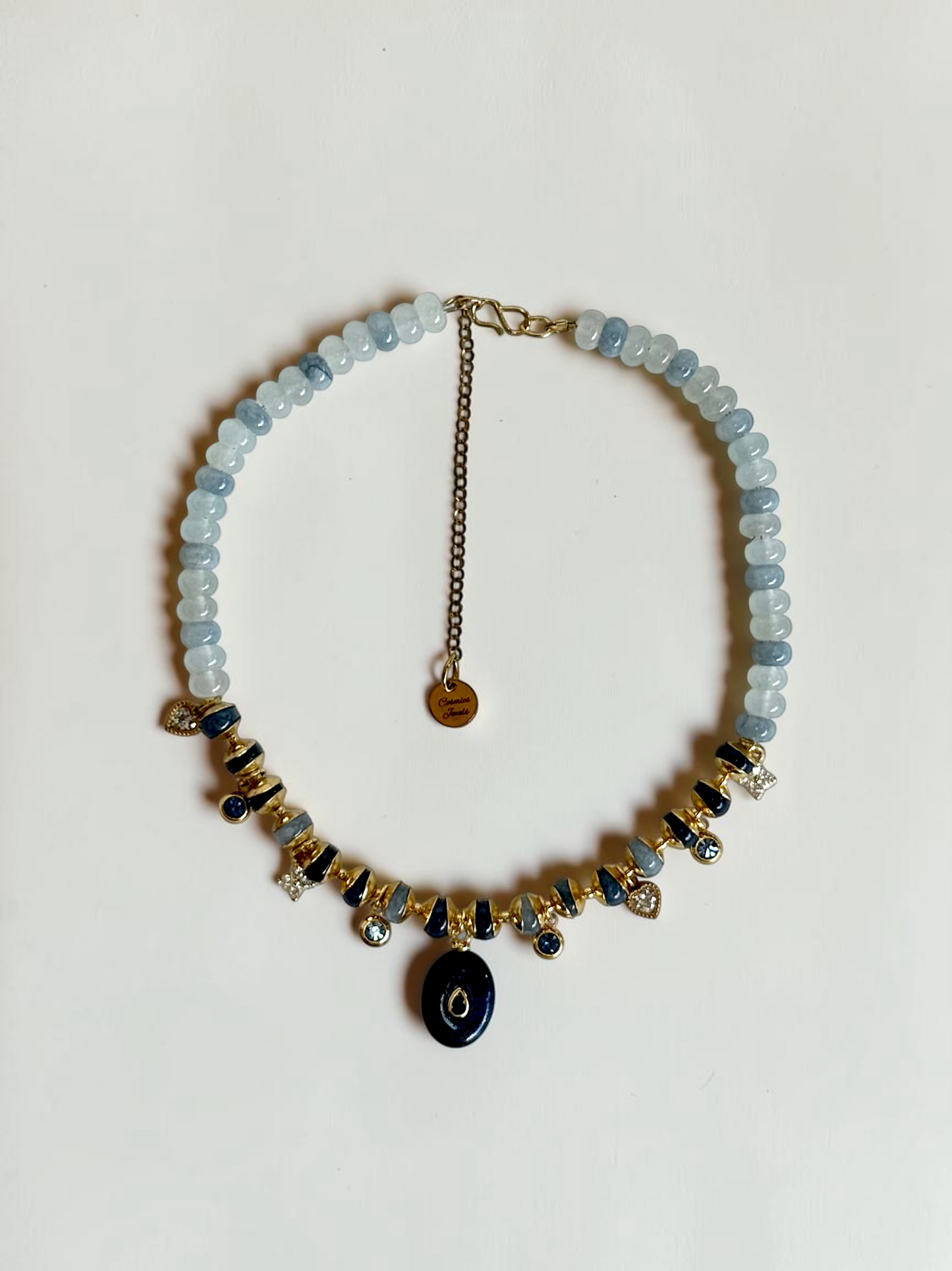 Collier Charms Jade & Lapis-lazuli