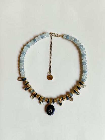 Collier Charms Jade & Lapis-lazuli