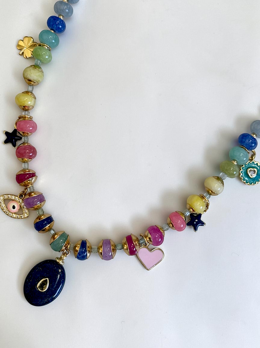 Colliers Charms, Lapis-Lazuli & Jade — La sagesse illuminée
