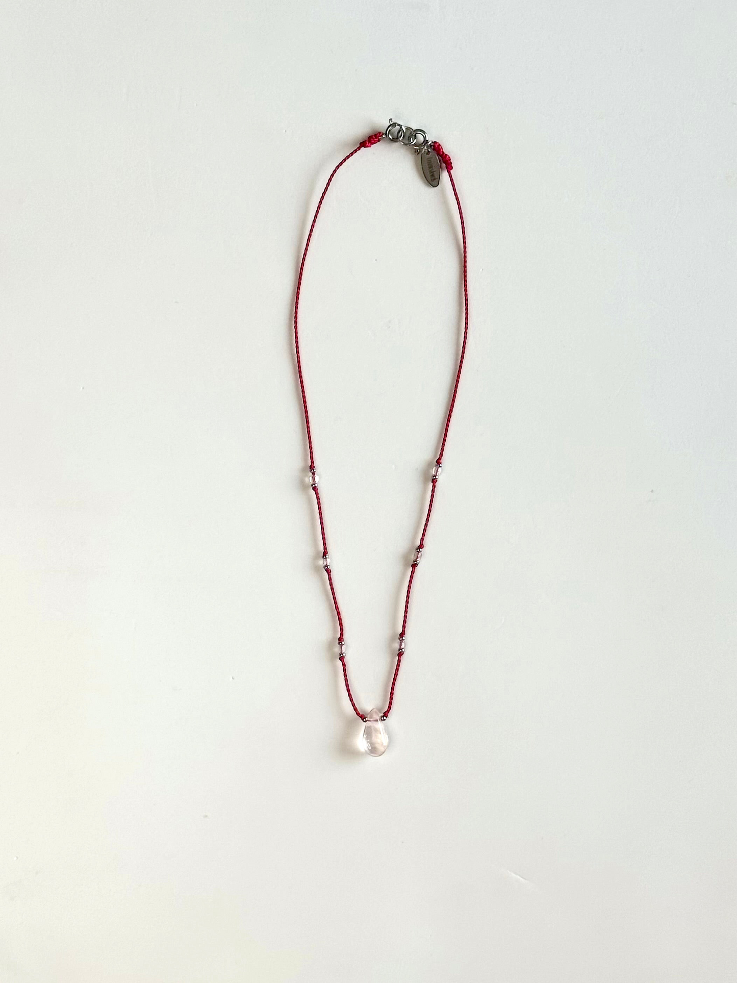 Collier Quartz rose sur soie