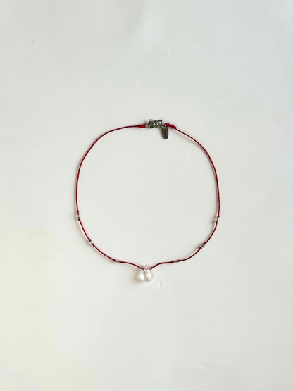 Collier Quartz rose sur soie