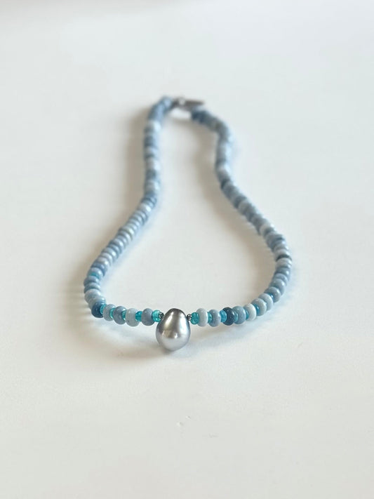 Collier perle de Tahiti & Opale