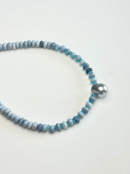 Collier perle de Tahiti & Opale
