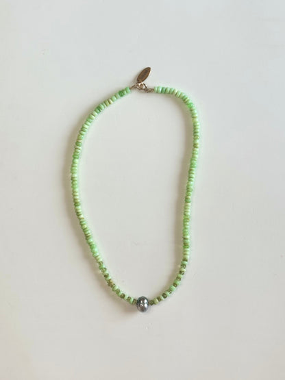 Collier perle de Tahiti, Opale & Péridot