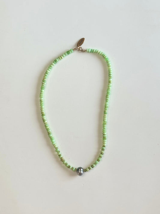Collier perle de Tahiti, Opale & Péridot