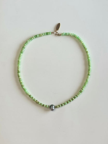 Collier perle de Tahiti, Opale & Péridot