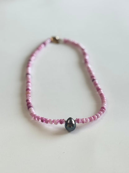 Collier Perle de Tahiti, Opale & Topaze