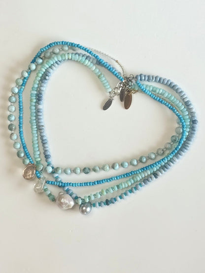 Collier Quartz rose & Howlite Turquoise