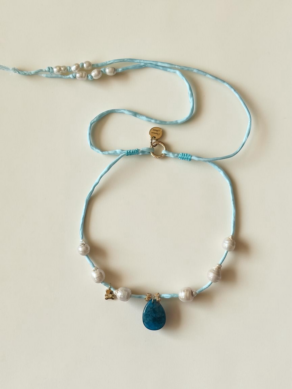 Collana Perle d'acqua dolce & Apatite su seta
