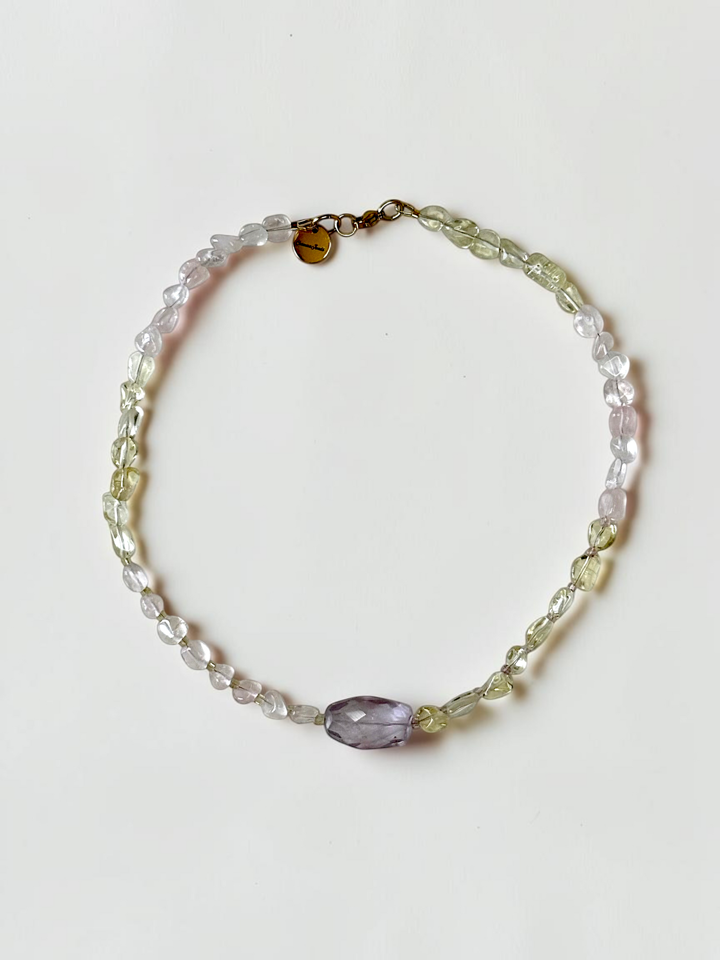 Collier Quartz rose, Quartz citron & Améthyste — Le Trio Solaire