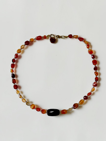 Collier Cornaline & Quartz fumé — L’Ancrage Vital