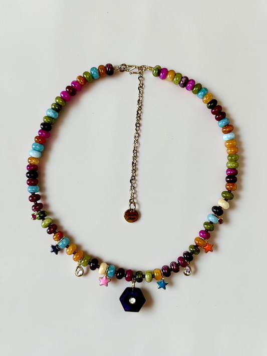 Collier Charms Jade & Améthyste — La sagesse du cœur éveillé