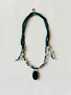 Collana Crisocolla azzurrite e Perle d'acqua dolce