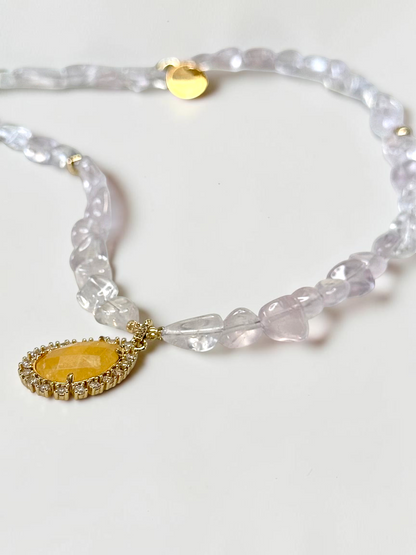 Collier Quartz rose & Jade — L’Amour Tranquille