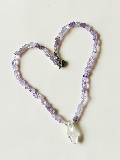 Collier Améthyste & Cristal de roche — La Clarté Intérieure