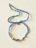 Collier Améthyste, Quartz rose & Perles d’eau douce sur soie